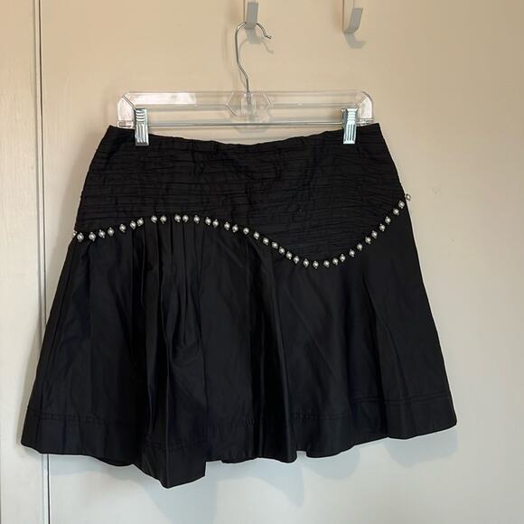 Aje Florence Pearl Trim Lightweight Poplin Ruffle Hem Mini Skirt Size 8 NWT - Picture 4 of 8